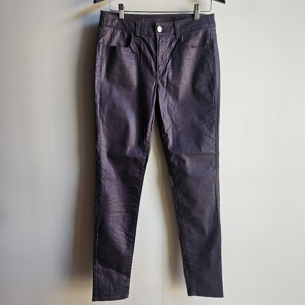 AE Vegan Leather High-Rise Stretch Jeggings in Women's 8 Long